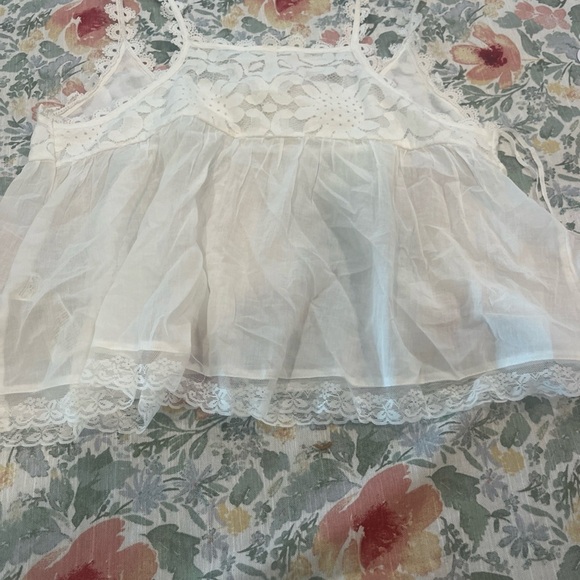 Free People White Lace Trim Blouse - Picture 8 of 10